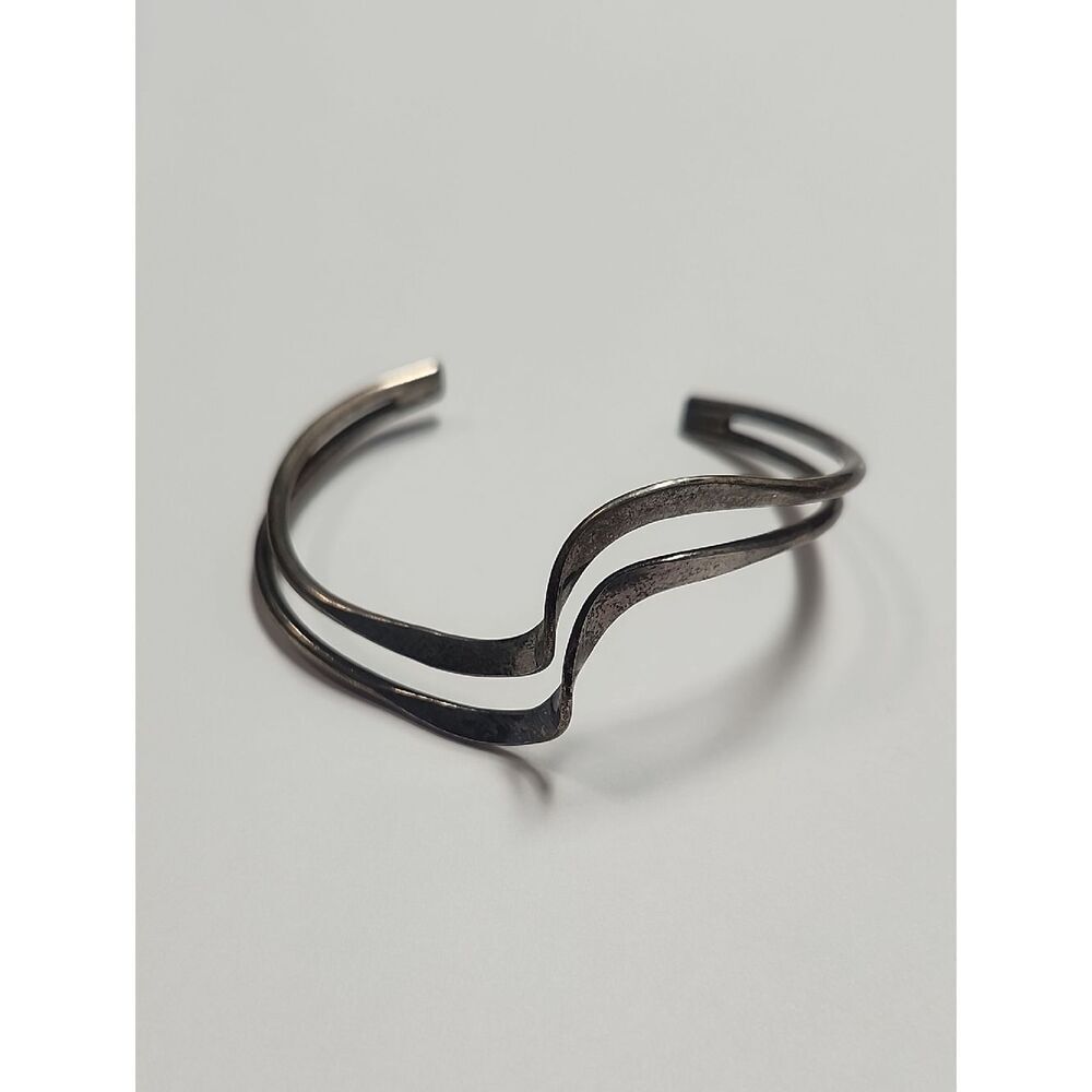 Sterling Silver Double Wave Cuff Bracelet
